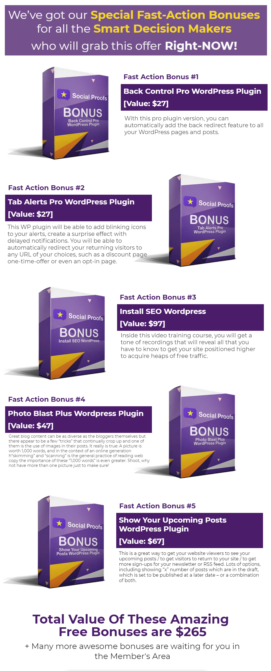 WP Social Proof bonus