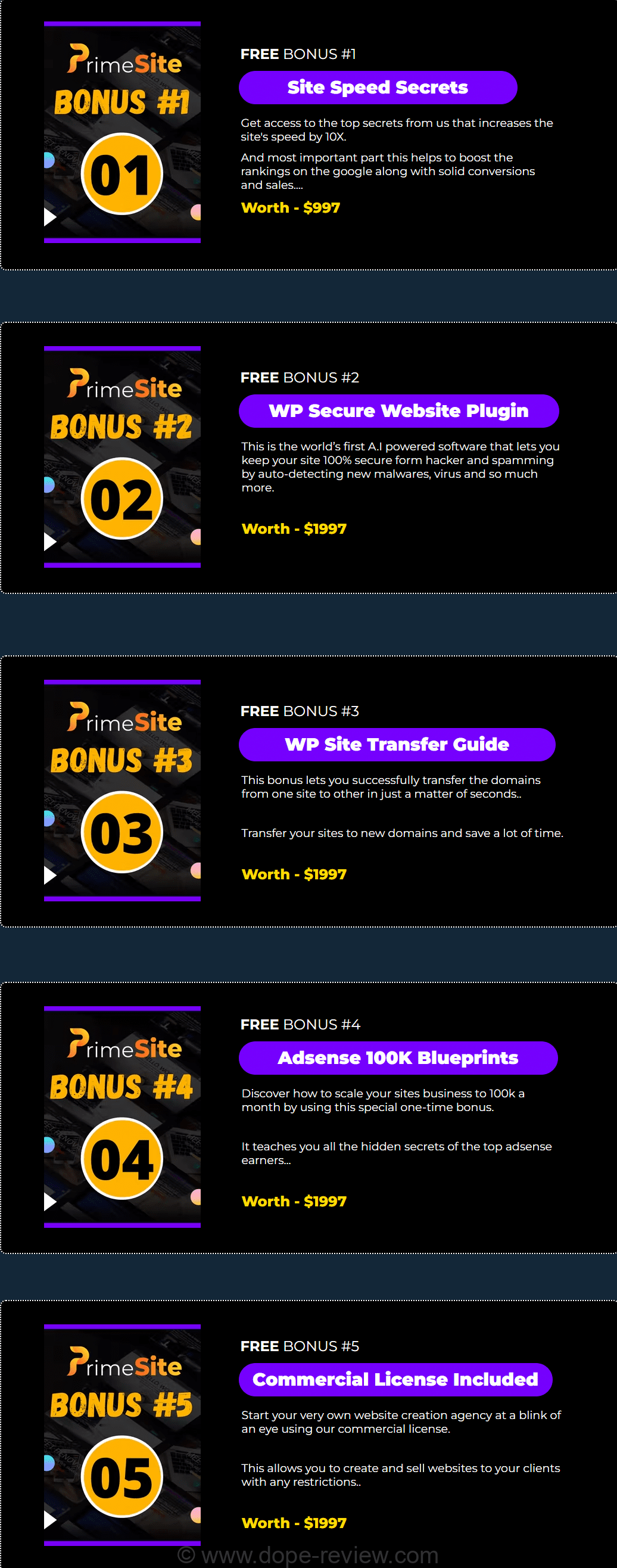 PrimeSite Bonus